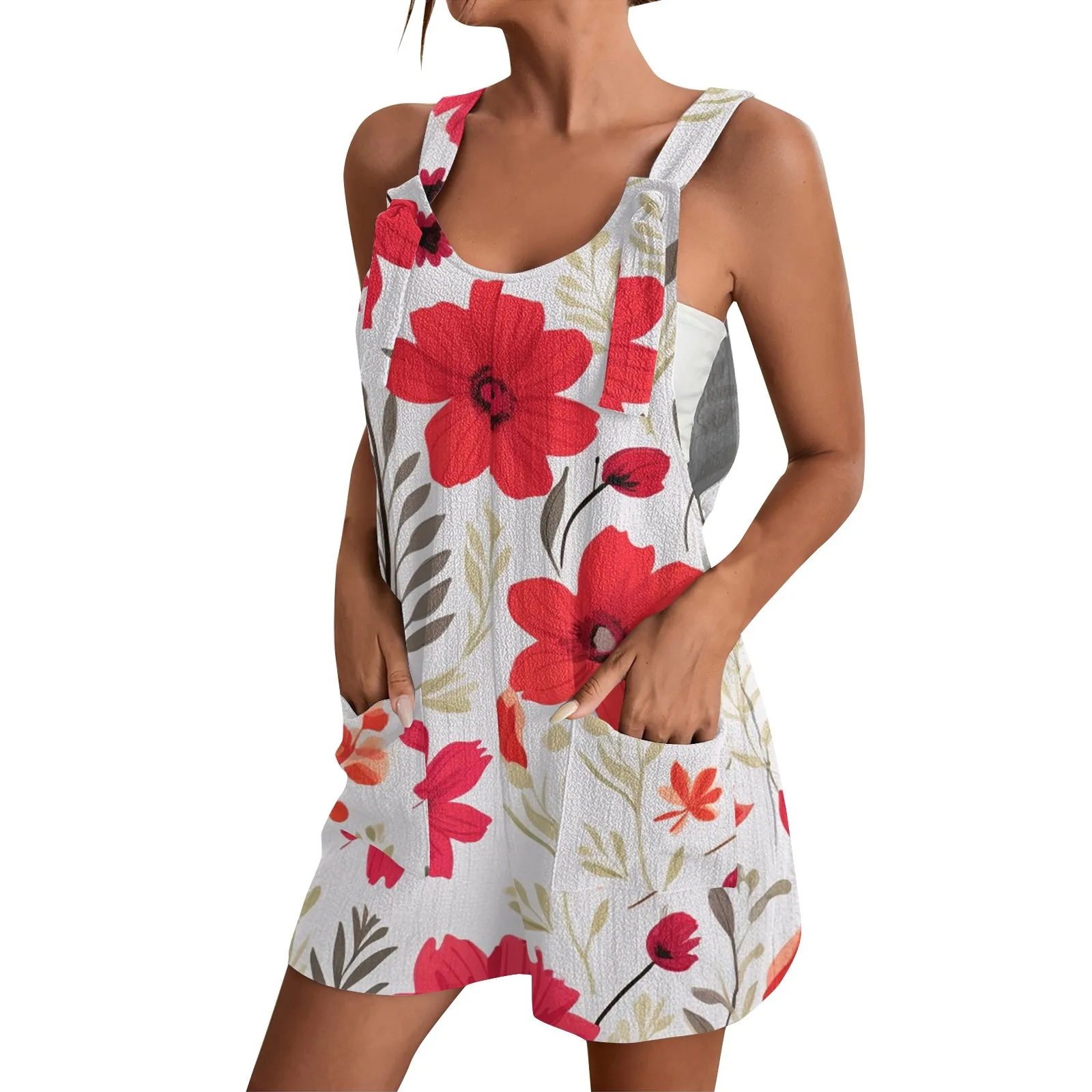 

Женские Модные слитные брюки с цветочным принтом, повседневные слитные шорты на бретелях, корейские отзывы, много товаров, Официальный магазин Traf