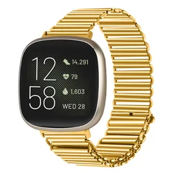 Stainless Steel Alpine Loop Wristband for Fitbit Versa - Premium Metal Watch Strap Accessory (Gold)