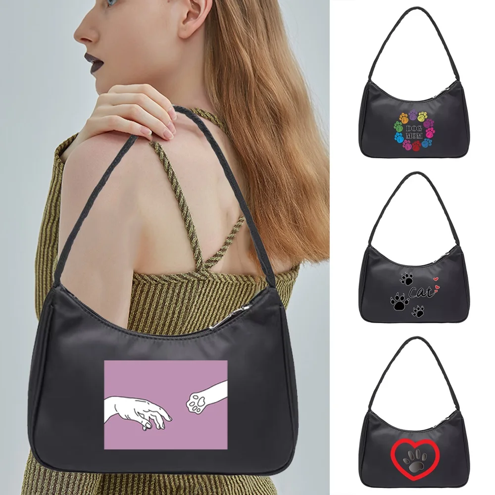Women Bag Armpit Shoulder Bag Small Shoulder Purse Underarm Bags Clutch Women Summer Footprints Print Handbags Zipper Tote Pouch