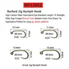 ICERIO 100 Barbed Fly Tying Hooks Barbless  60 Degree Jig Nymph Hook Streamer Wet Dry Flies Hooks Trout Fly Fishing Hook Tackle 5