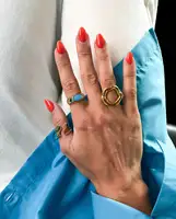 Uworld Top Quality Geometric Wide Stainless Steel Ring 18K Gold Color Waterproof Fashion Minimalist Statement Charm Jewelry Wome - Image 2