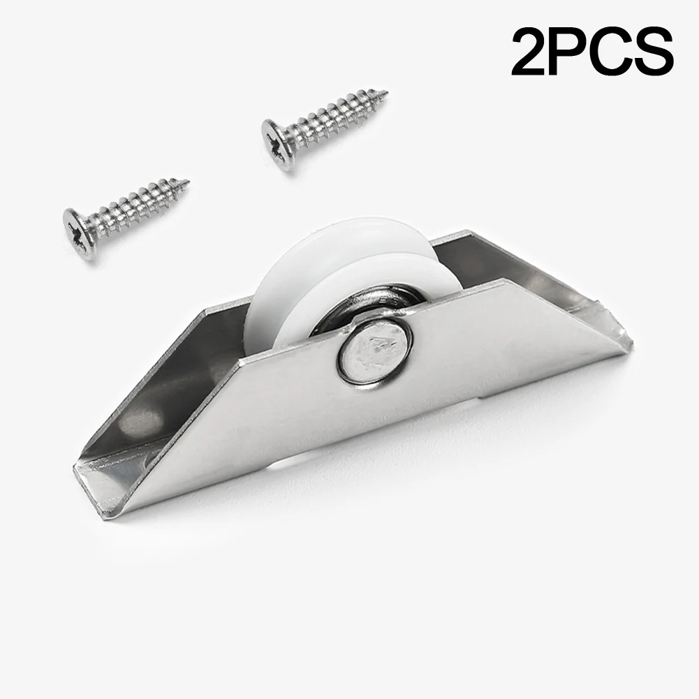 2Pcs Cabinet Glass Sliding Door Roller Clamp Pulley Wheel For Glass Door Screen Window Sliding Wheel Cabinet