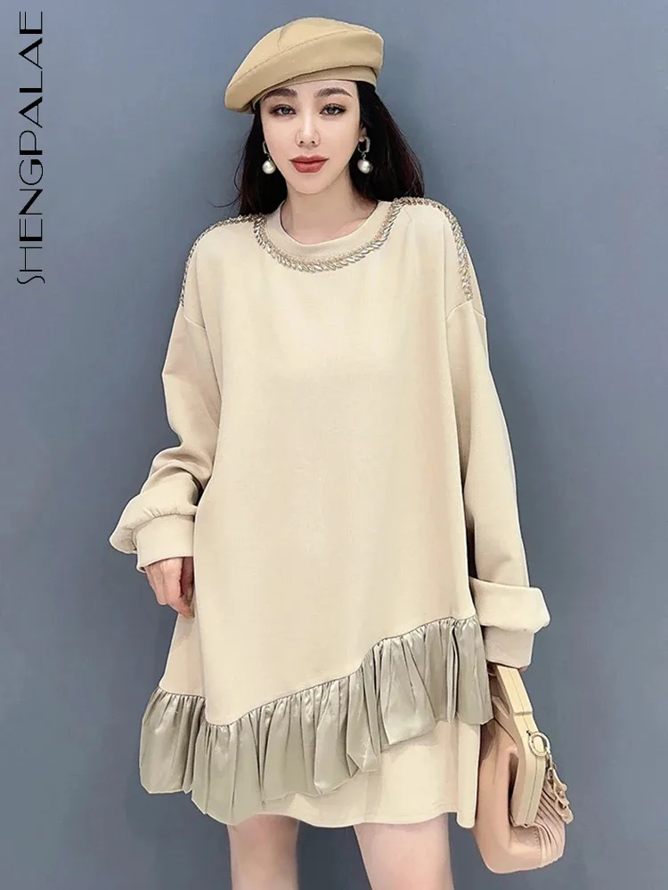 

Женская толстовка SHENGPALAE, Модный Универсальный однотонный пуловер с круглым вырезом и длинными рукавами, осень 2023, новинка 5R7492