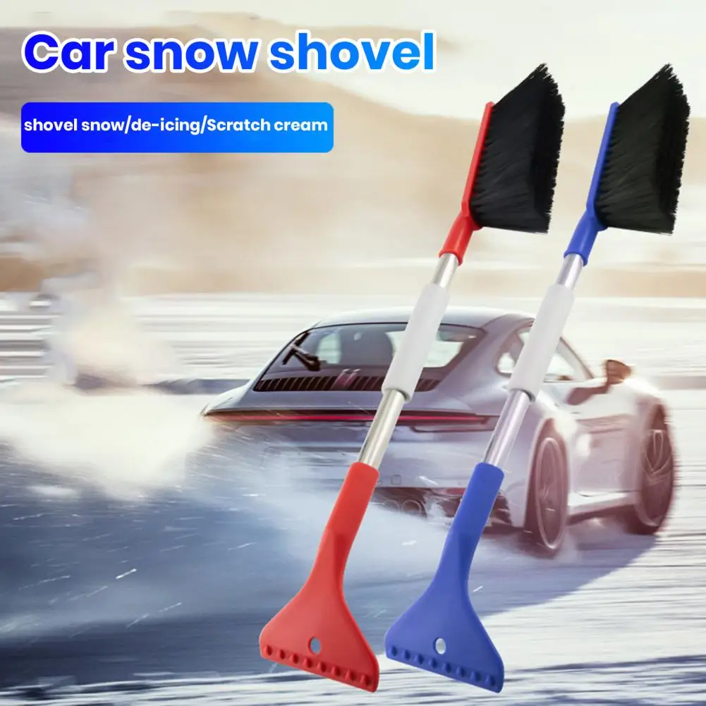 Car Snow Brush Ice Scraper Aluminum Alloy Long Handle EVA Sponge Grip Flexible Nylon Bristles Auto Windshield Snow Removal Broom