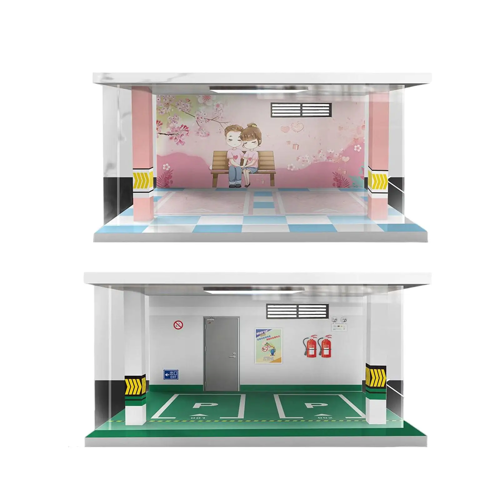 Hobby Display Cases Parking Lot Scene and Acylic Cover for 1/24 Diecast Cars