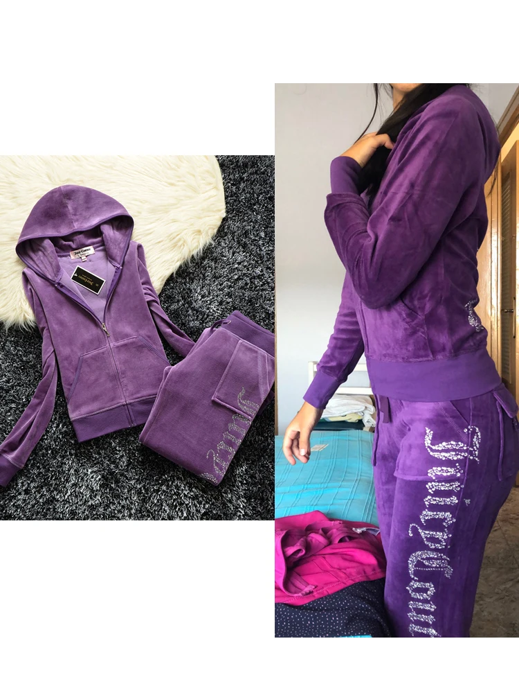 YICIYA Juicy Tracksuit Spring/Fall 2022 Women's Brand Velour Tracksuit Suit Women Velvet Zipper Sweatshirt And Pants Fat Sister