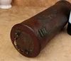Vintage archaistic Single Red Wine Box Portable round Wood Wine Box Retro Gift Wine Storage Box Bottle Packag Wth Handle 3