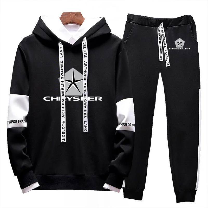 Chrysler 2022 men's new sportswear autumn and winter lace-up season hoodie sweater sportswear pullover top+sweatpants 2-piece se