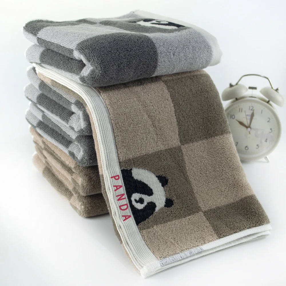 Cotton Face Towel Thickened 32 Strand Adult Towel Panda Grid Super Absorbent Household Pure Thickened Towel Ultimate Strand