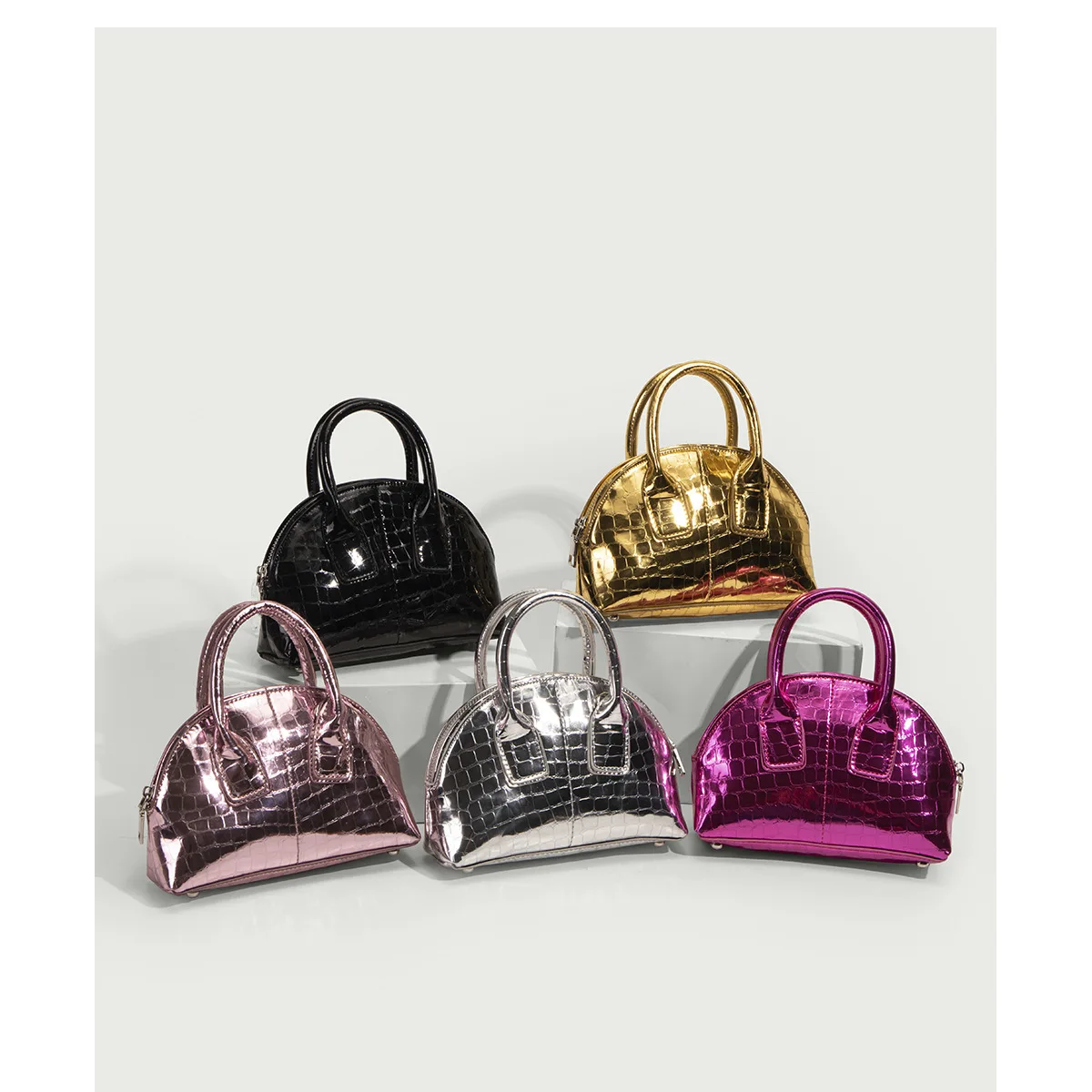 Women Handbags with Chain Bright Solid Color Fashion Trend Mini Handheld Diagonal Straddle Bag Shell Top Handle Bag for Female