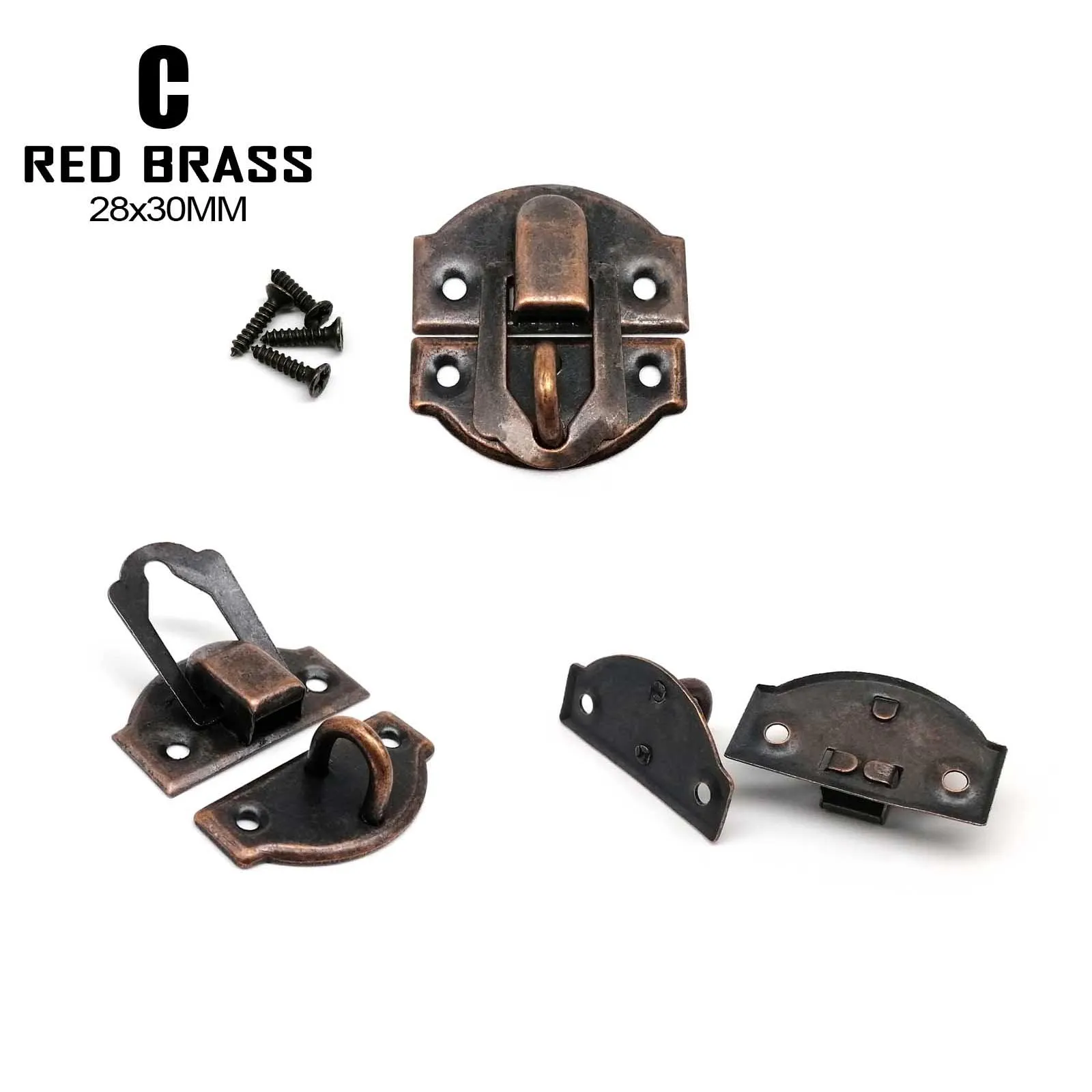Decorative Jewelry Chest Gift Wine Box Wooden Case Hasp Latch Toggle Clasp Hold Lock Padlock + Screws 4 Color Type DIY 12pcs Furniture Hardware Toggle Latches Jewelry Box Hasps Decorative Latches