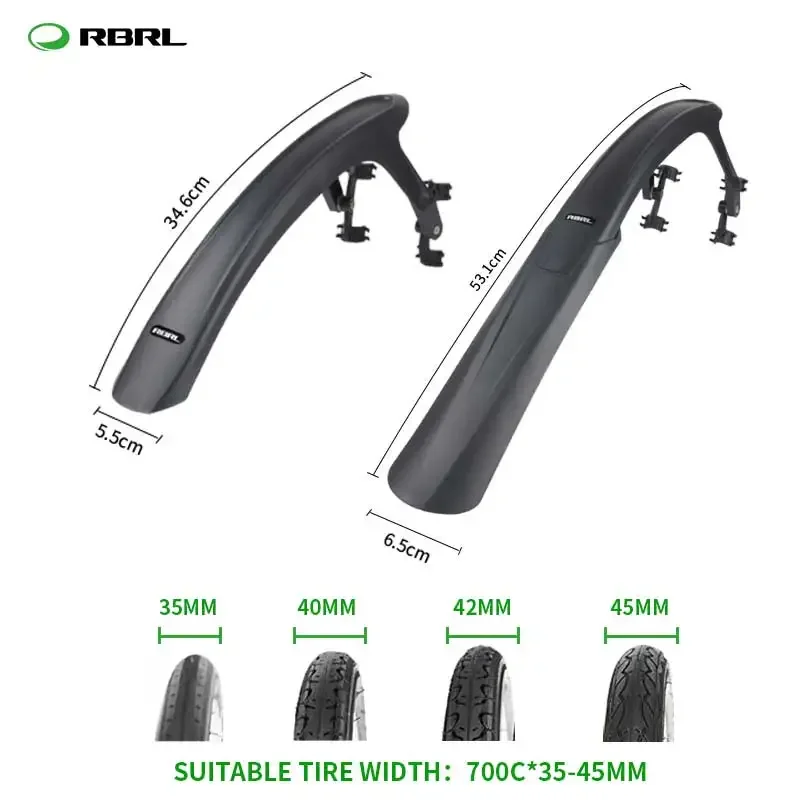 Bicycle Fender RBRL Gravel Bike Fender 700c Mudguard For Flat-Handled Road Bicycle Wings Lightweight Mud Guard Set Ass Saver with Quick Release