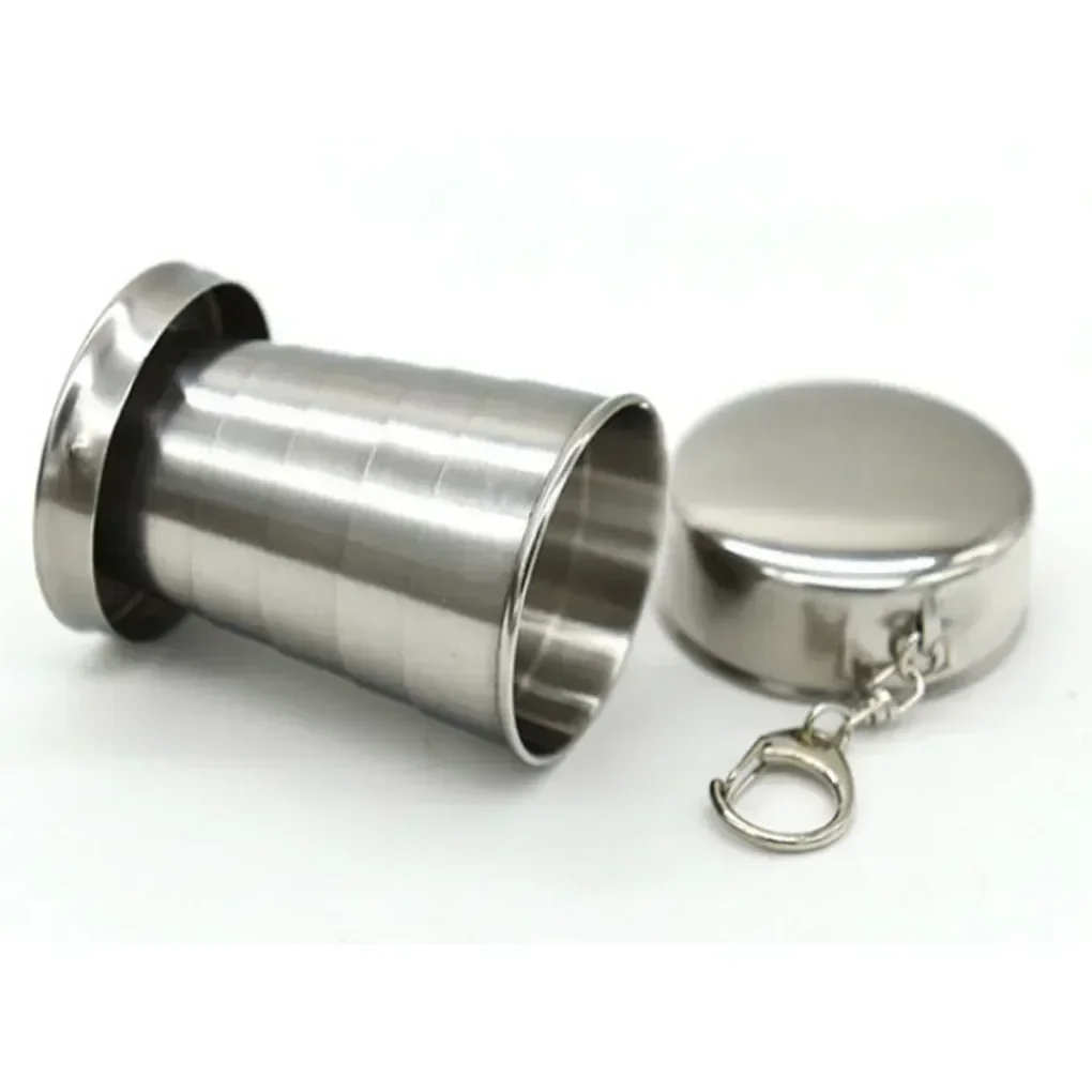 Stainless Steel Cup Stainless Steel Folding Retractable Cup Folding Blackjack Teacups Teaware Glass 75ML stainless steel cups folding cup