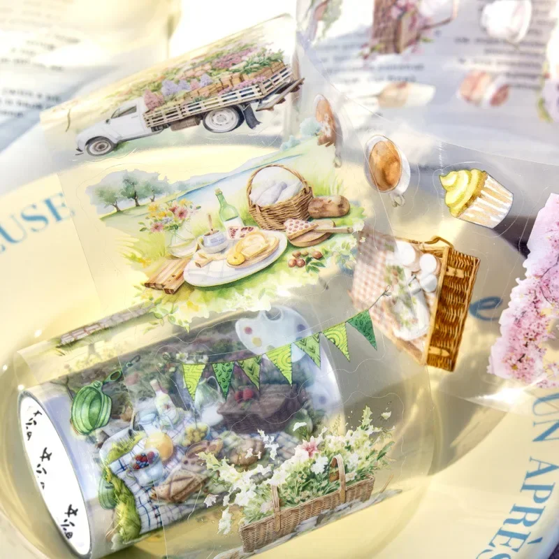 1Roll Time PET Tape  Adhesives Material Scrapbook Holiday Outing Picnic Romantic Bathing In The Sun Background Fasteners60mm*2m 4