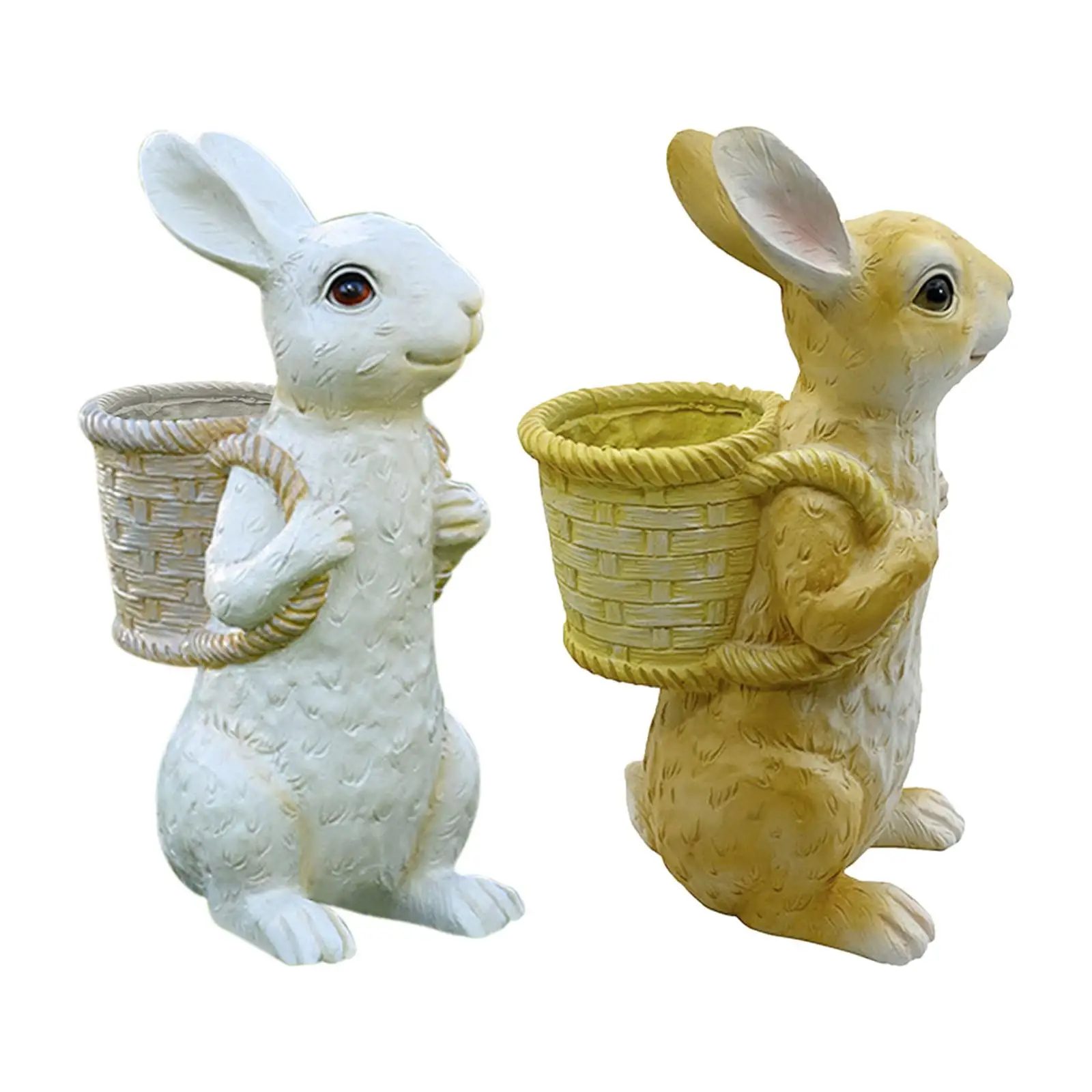 

Easter Bunny Statue Flowerpot Resin Flower Basket for Living Room Versatile