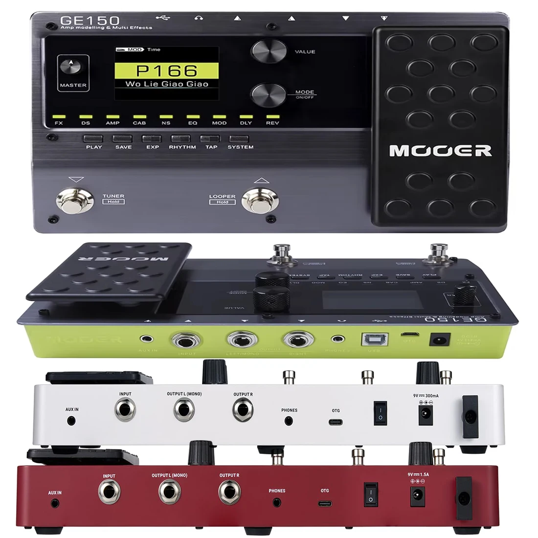 Guitar Effect Pedal MOOER GE150 Pro/Pro Li New Amp Modelling Multi Effects Built-in 9 hrs Battery with 4 Footswitches IR Loader