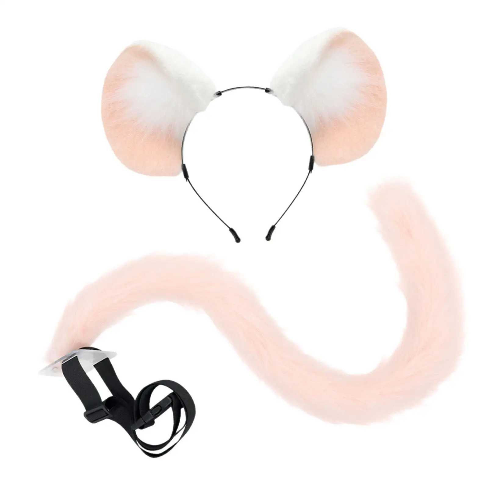 Disfraz De Ratón Blanco De Peluche – Diadema Con Orejas Ajustables, Lazo Y Cola – Para Adultos Y Niños, Ideal Para Halloween Y Carnaval