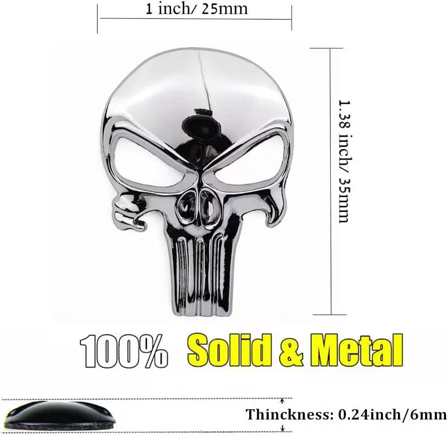 3D Solid Metal Sticker Tactical Skull Motorcycle Car Decoration Airsoft Gun AR15 M4 M16 1911 Glock G17 G19 G22 G43X tactical metal sticker