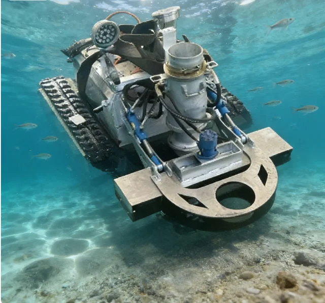 กล้องตรวจสอบหุ่นยนต์ใต้น้ำ รถทำความสะอาดแม่น้ำใต้น้ำ ยานพาหนะสะเทินน้ำสะเทินบก สำหรับขาย 1