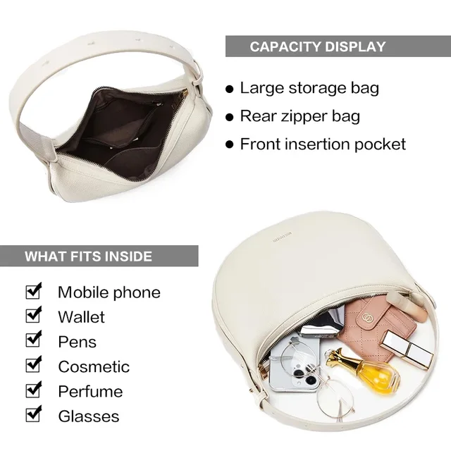 FOXER Brand PU Leather Women's Shoulder Bag 2026 Fashion Lady Crescent Luxury Design Half-moon Handbag Crossbody Bag Girl Gift 4