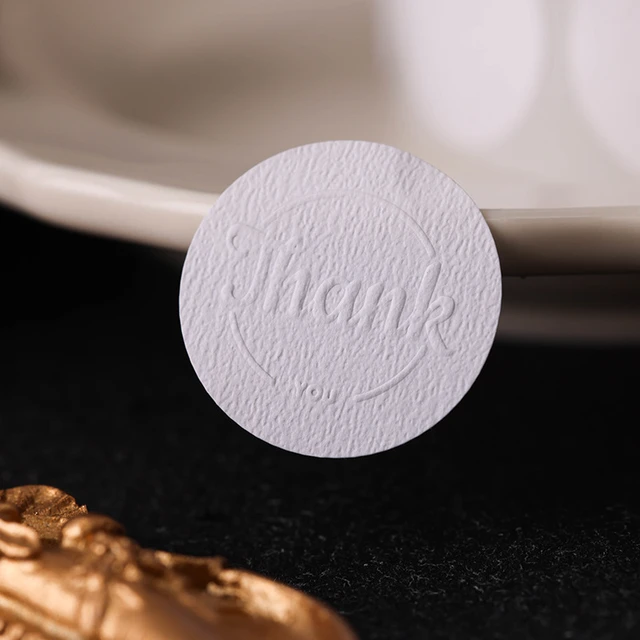 150pcs/roll Embossed Thank You Stickers White Adhesive Envelope