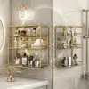 Acrylic Bathroom Shelf Free Punch Washstand Wall Cosmetic Light Luxury Bathroom Multi-layer Gold Storage Shelf Accessories 1