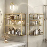 Acrylic Bathroom Shelf Free Punch Washstand Wall Cosmetic Light Luxury Bathroom Multi-layer Gold Storage Shelf Accessories 1
