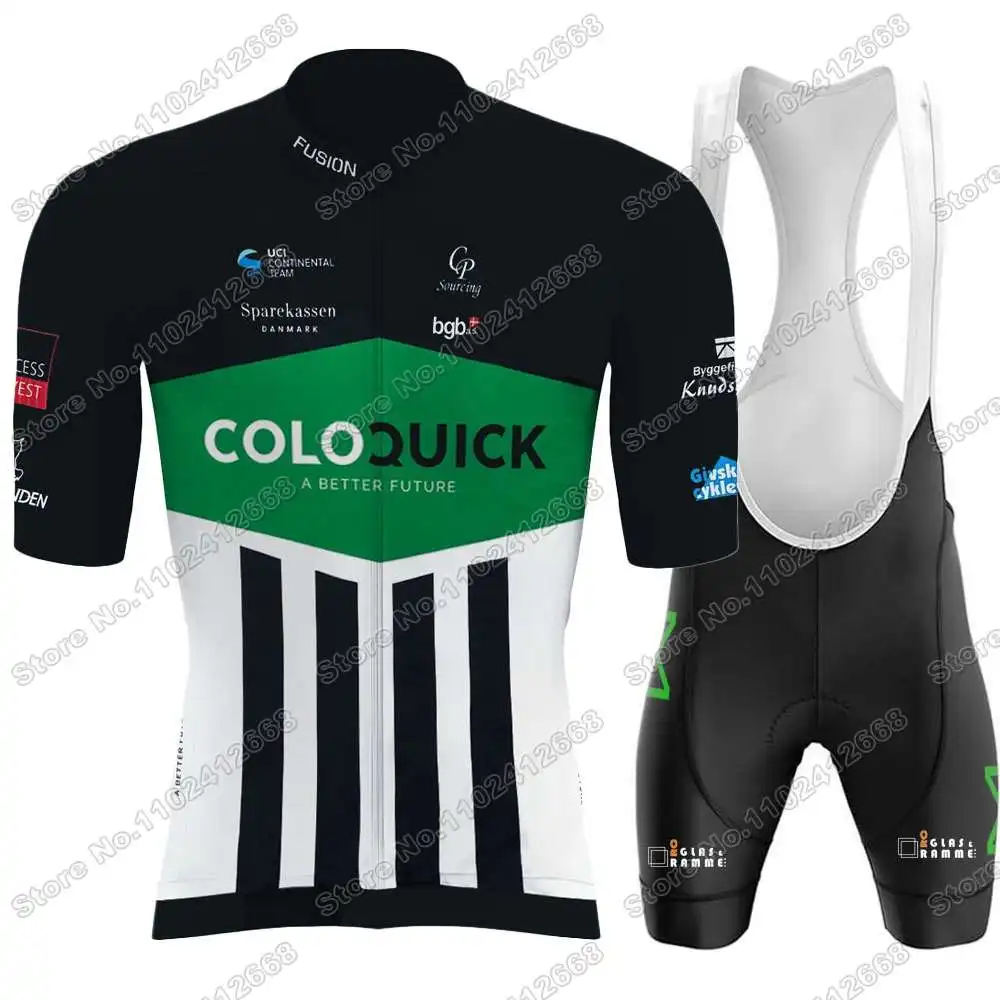 ColoQuick Cycling Team Cycling Jersey Set Denmark Team Clothing Men Road Bike Shirt Suit Bicycle Bib Shorts MTB