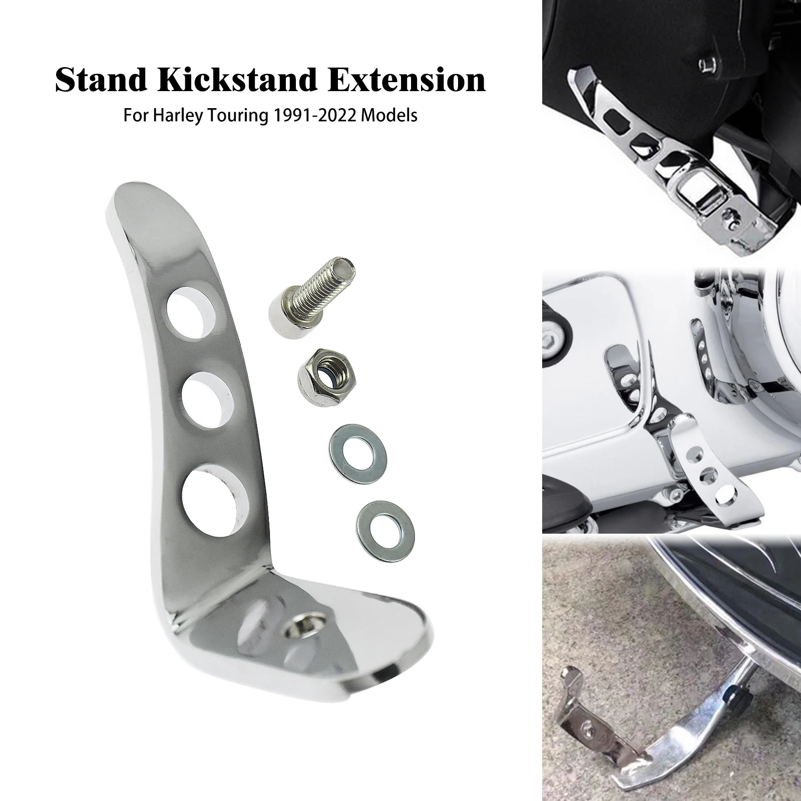 Motorcycle Foot Pedal Stand Kickstand Extension Chrome For Harley