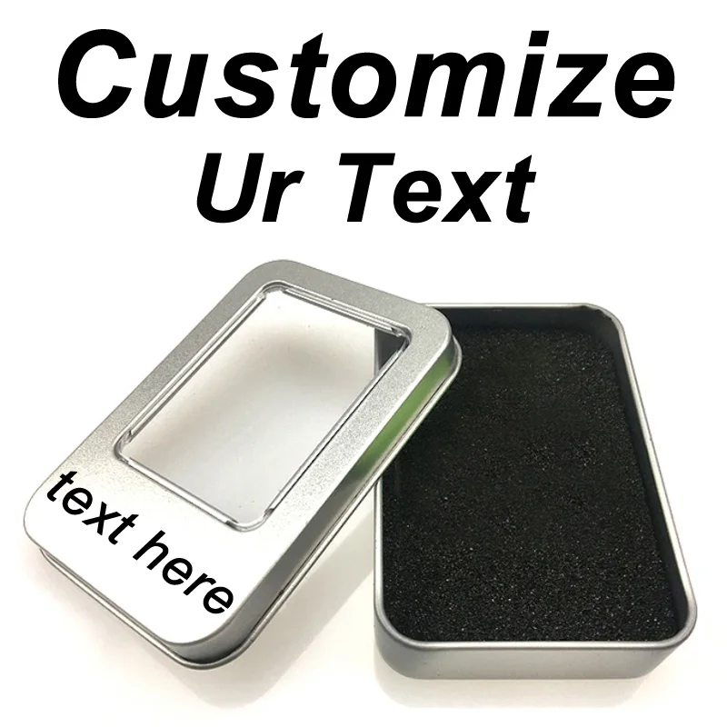 Personalized Your Name Text Laser Engraved Silver Metal Gifts Tin Box Pendant Case For Ring Necklace Keychain Watch watch storage box