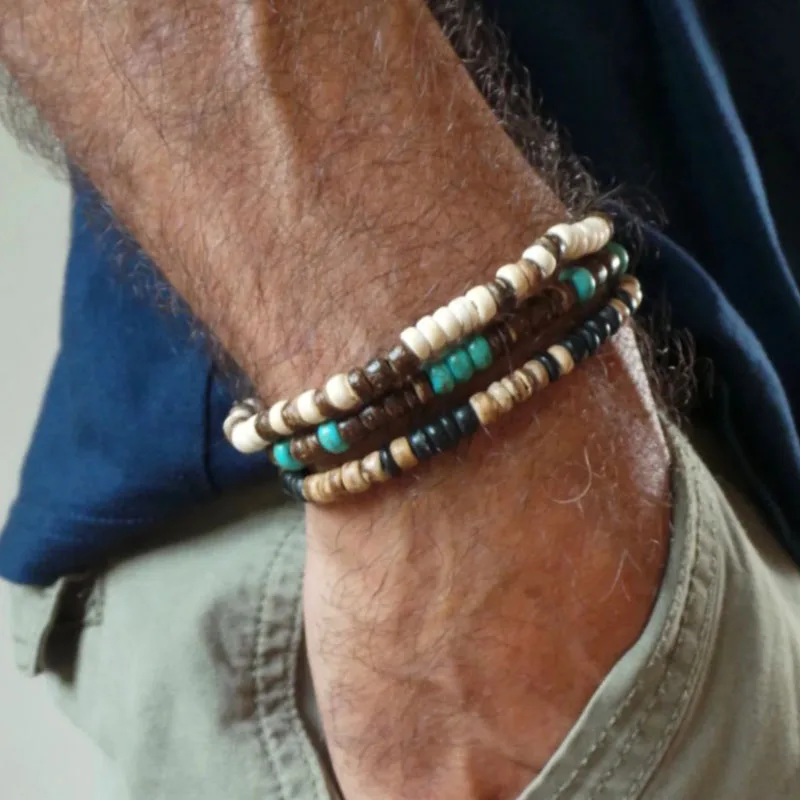 Mens Beaded Bracelet Set