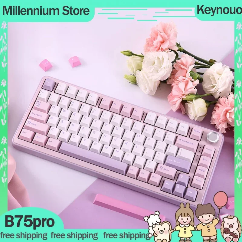 

Клавиатура Keynouo B75pro Механическая беспроводная, 3 режима, 2,4 ГГц