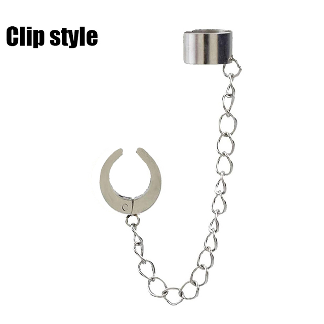 One-peice Tassel Clip Earrings for Women Men Teens Ear Cuffs Zinc Alloy Hip Hop Jewelry Vintage Chain Metal Circle Earring