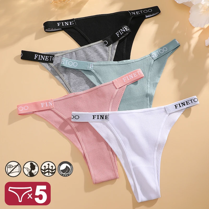 5PCS/Set Sexy Lingerie Women Cotton Panties Finetoo Letter Low Waist Female Briefs Underwear Comfort Underpants Women Intimates