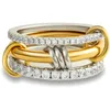 Gold Stackable Rings for WomenDainty 18k Gold Plated CZ Rings,Silver and Gold Rings Set,Multi-Link Connected Rings 1