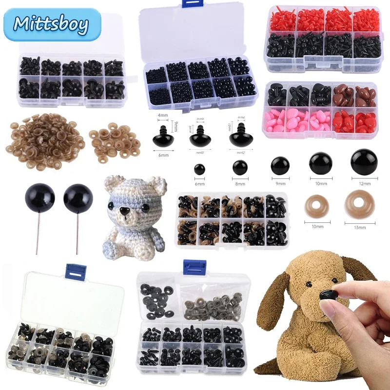 142PCS SAFETY EYE Wear-resistant 6mm/8mm/9mm/12mm Dolls Eyes Toys