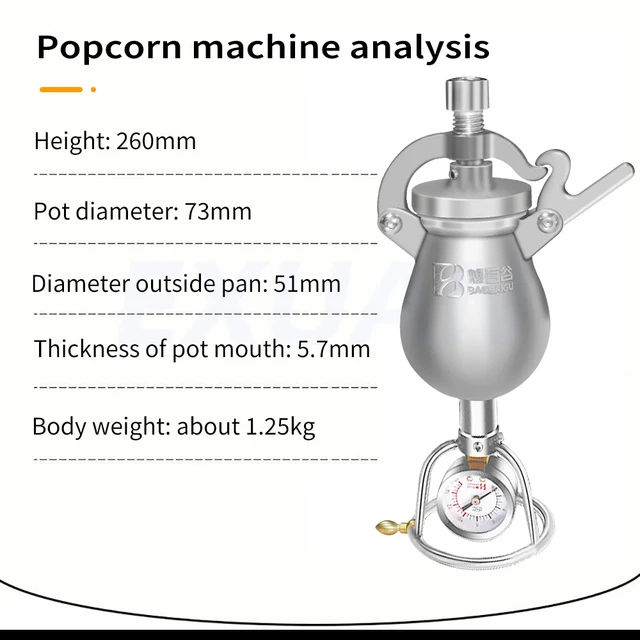 100ml/260ml/360ml Small Cooker Popcorn Machine Puffing Machine Corn Fry Machine Stainless Steel Grain Amplifier Popcorn Heater 3