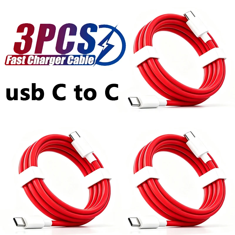 3PCS High-Speed 100W USB Type C Charger Cords with Dash Charging Capability