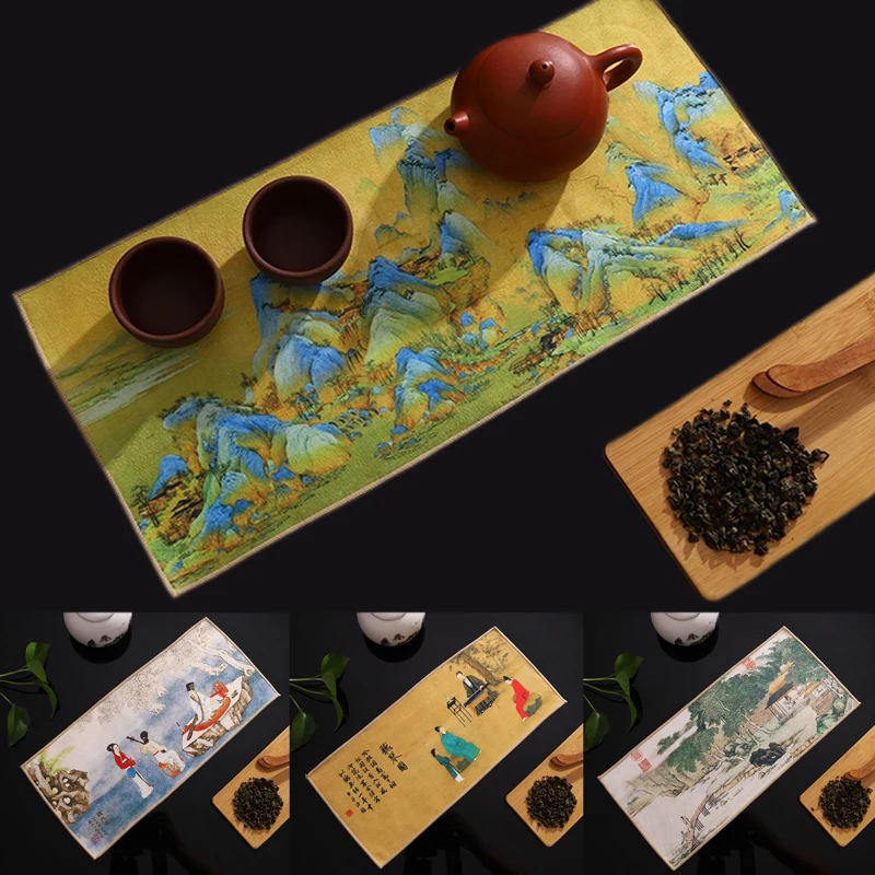 Painted Tea Towel Thickened Water-absorbent Cleaning Pot Special Tea Table Cloth Rags Do Not Shed Hair Cleaning Towels tea towel
