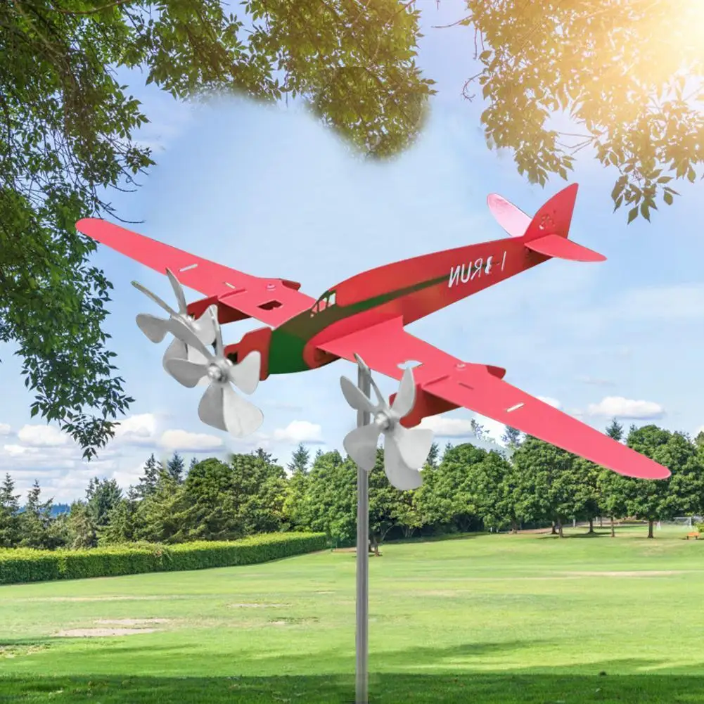 

3d Float Plane Weathervane Unique Metal Aircraft Windmill Wind Powered Wind Sculpture Airplane Wind Spinner For Roof Yard G L3g6