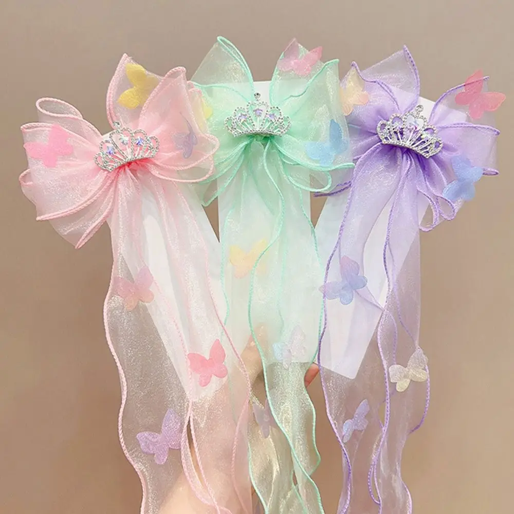 

Lovable Fairy Ribbon Mesh Cute Butterfly Girl Headdress Hair Accessory Bow Hair Clip Veil Hair Clip Children Hairpin