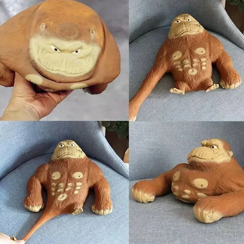 Gorilla Figurines Cute Humorous Expression Monkey Statues Stretchable Squeeze Animal Office Ornament
