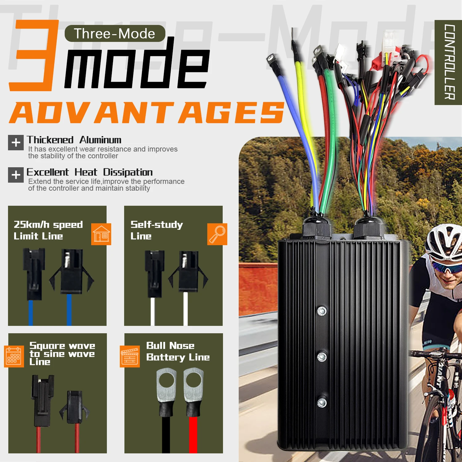Ebike 사인파 디스플레이 컨트롤러 35A40A45A60A80A100A 학습 기능이 있는 3모드 컨트롤러 UKC1 SW900 LCD 컬러 디스플레이