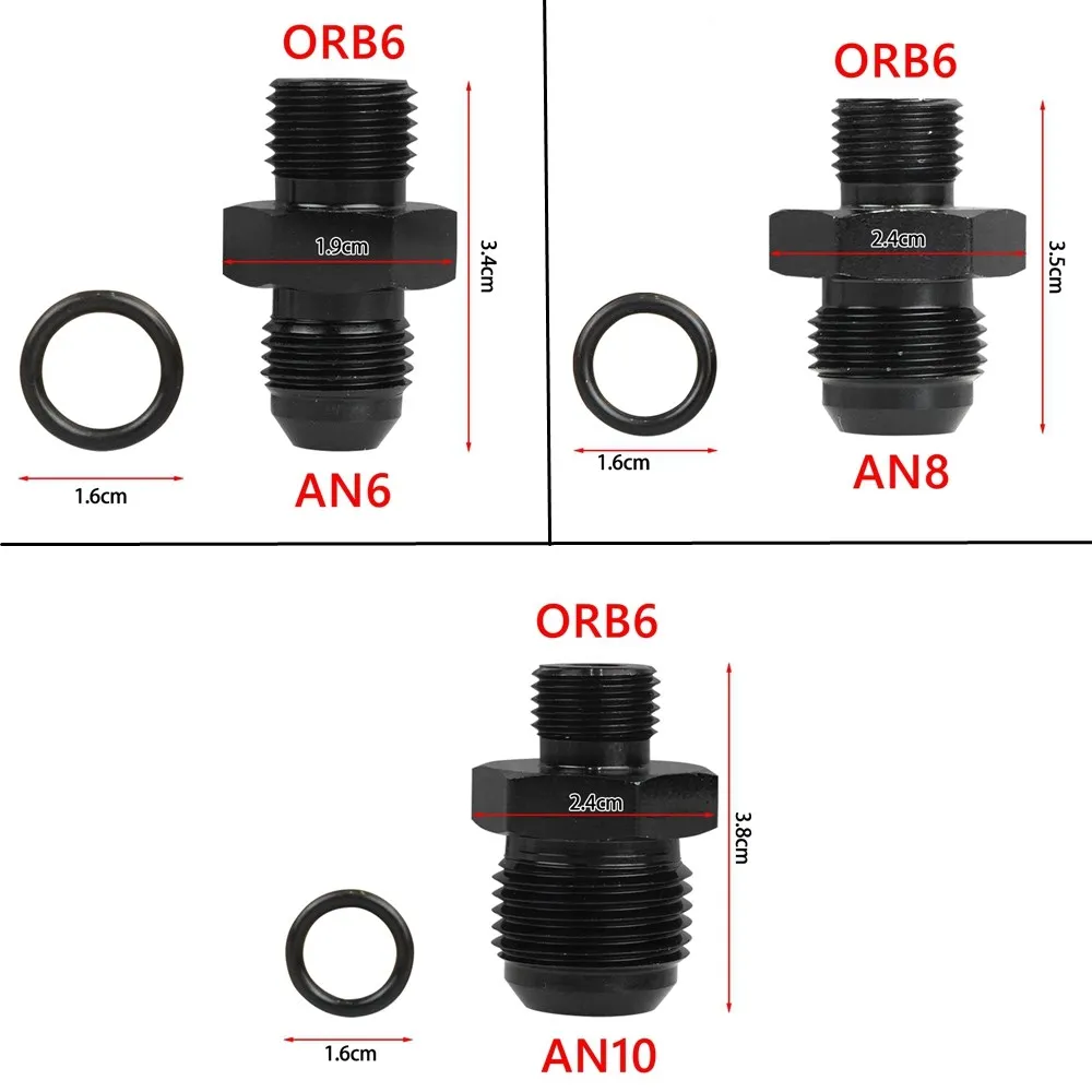 ORB O-ring AN6 AN8 AN10 Aluminum Male Adapter Flare Fitting Union Nitrous Oil Fuel Hose End Straight AN Male To AN Coupler oil line fitting adapter aluminum hose fitting