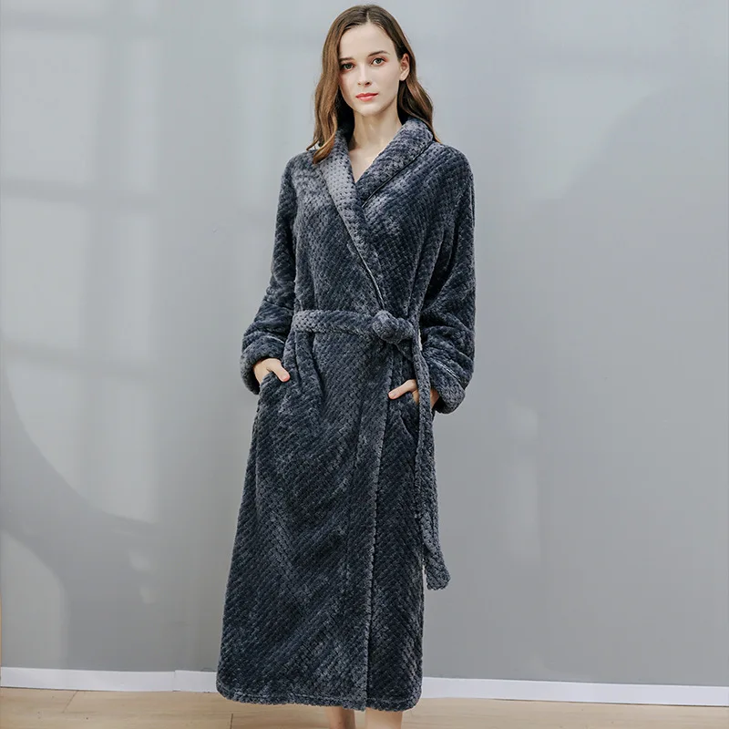 Loose Long Thick Bath Robe Winter Thick Shower Gown Bathrobe Flannel Terry  Warm Comfortable Sleepwear For Female Dressing Gown - AliExpress 200574005