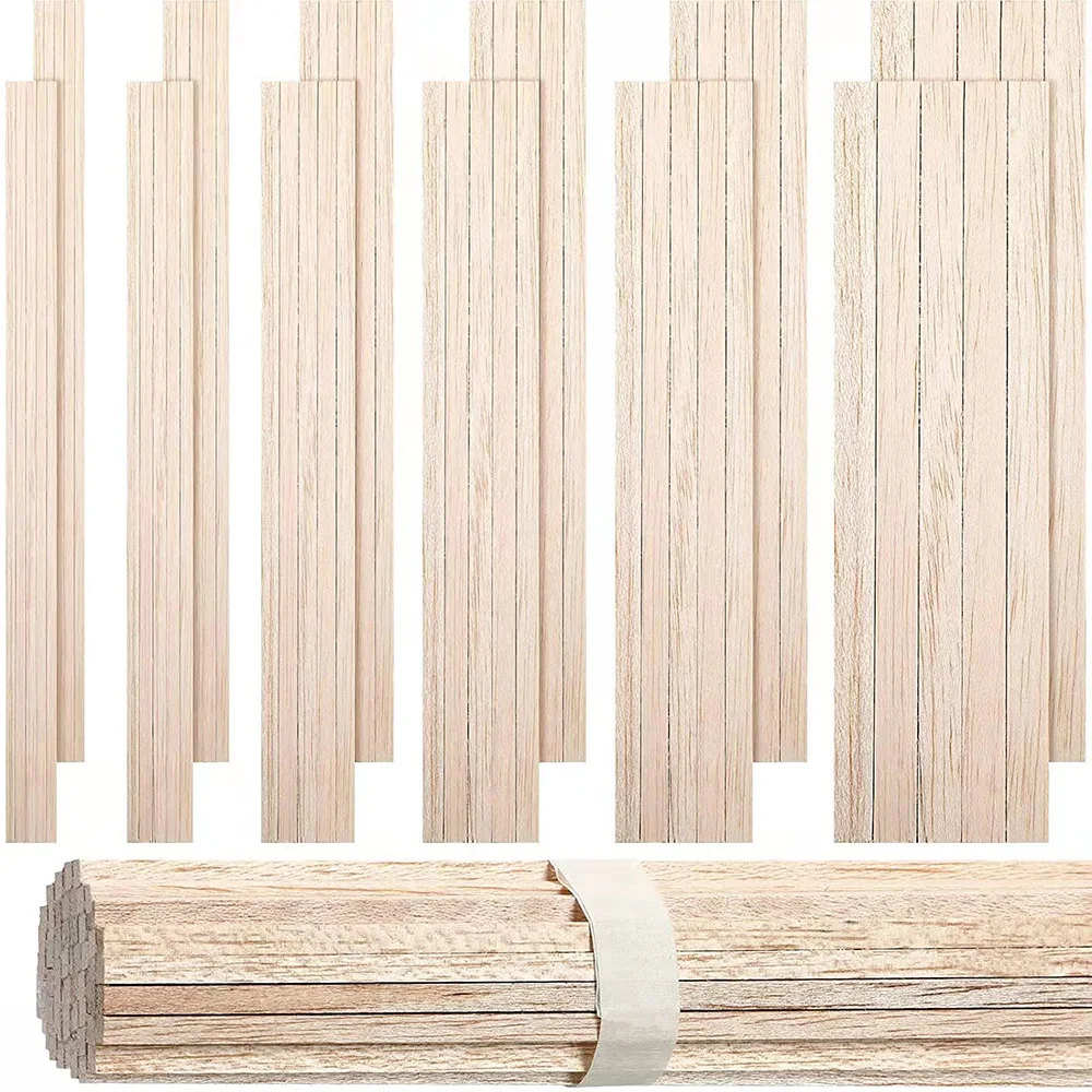 Balsa Wood 130pcs Wooden Strip Craft Square Cudgel Model Toys Building Carving Handicraft DIY Accessories Balsa Stick