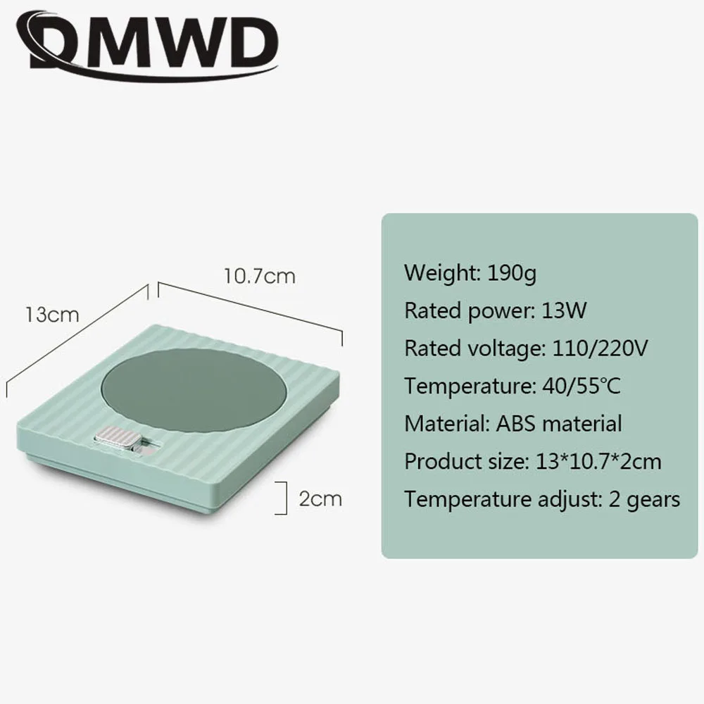 DMWD Household Heating coaster Electric Hot Plate Milk Tea Warmer Coffee Water Heater Heating Cup Pad Constant Temp 110/220V 6