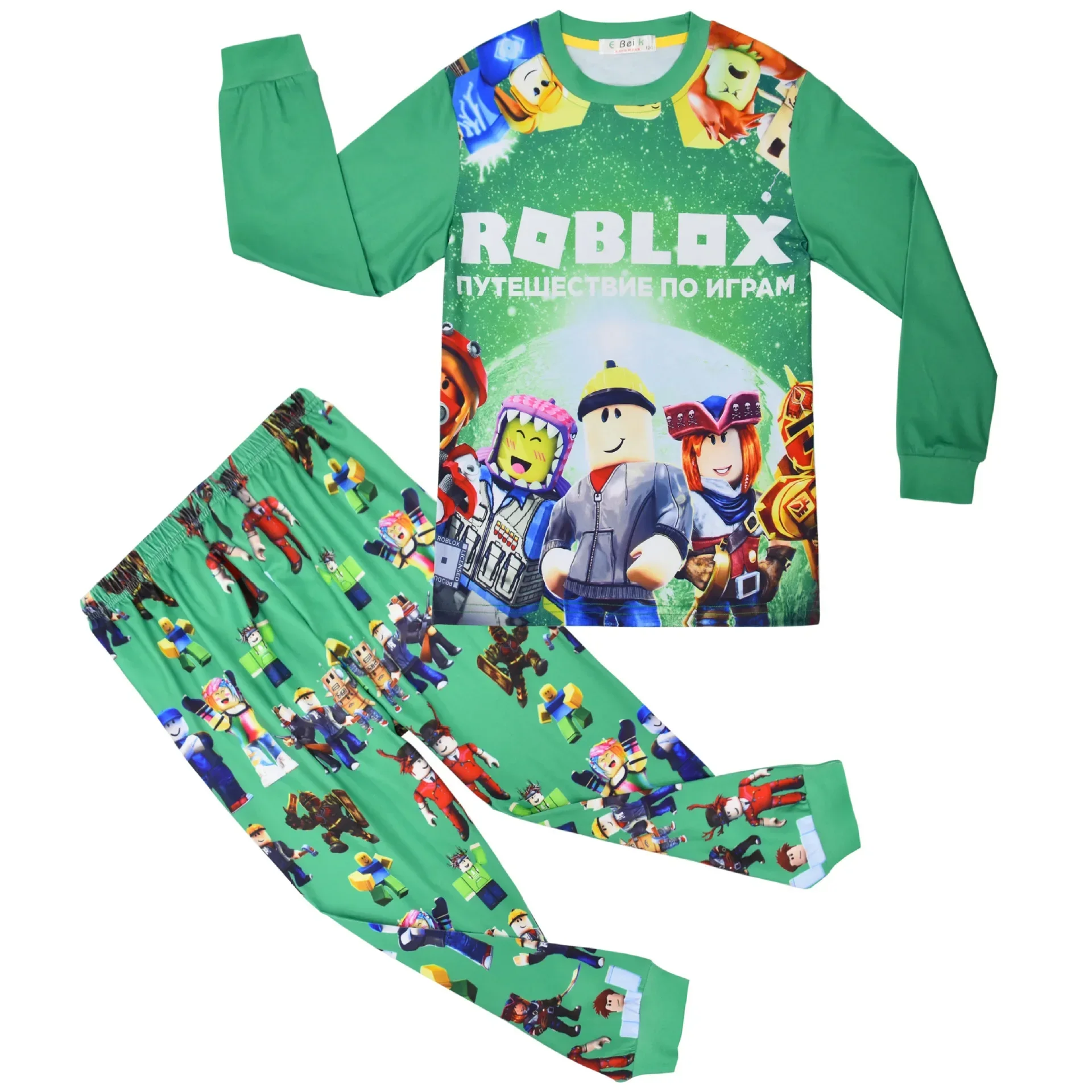 Game Roblox Clothing Middle and Big Kids Homewear Suit Long-sleeved Two-piece Pajamas Birthday Gift For Girls Kids Boys 3