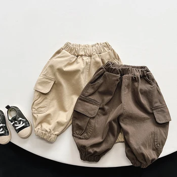 1-6 سنوات الاطفال سراويل تقليدية 2025 جديد للأطفال الربيع والخريف الفتيان السراويل البضائع الكورية الأطفال بلون السراويل في الهواء الطلق