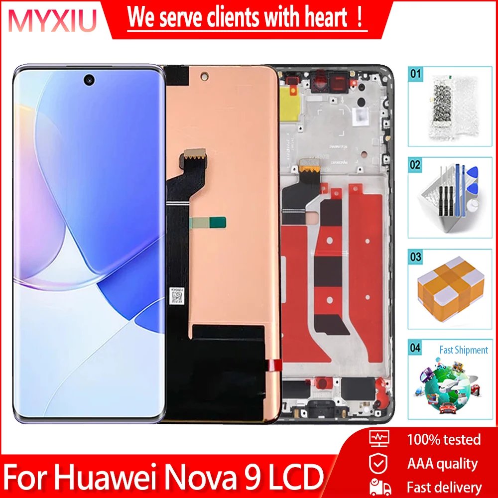 화웨이 노바 9 NAM-AL00 NAM-LX9 LCD 디스플레이 터치 스크린 어셈블리 디지타이저 교체품, 6.57 인치